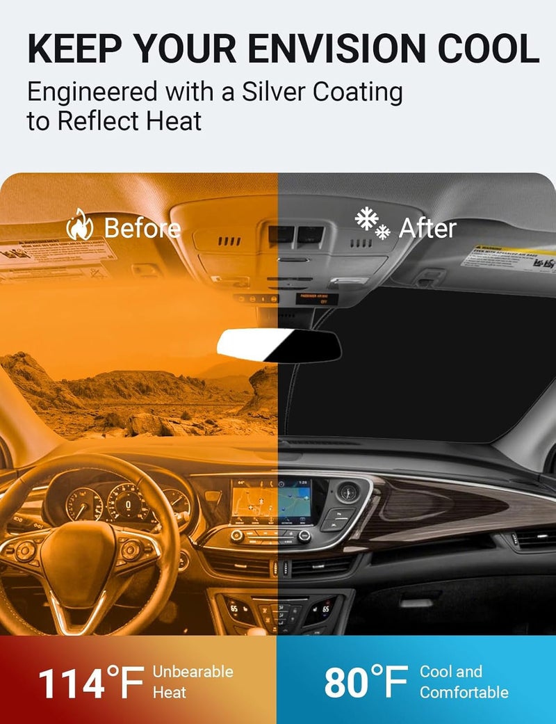 Proadsy Windshield Sun Shade for Buick Envision 2016-2020 4-Layer Foldable Front Sunshade Protector Sun Visor Blocks UV Rays Keep Car Cooler Accessories - Image 3